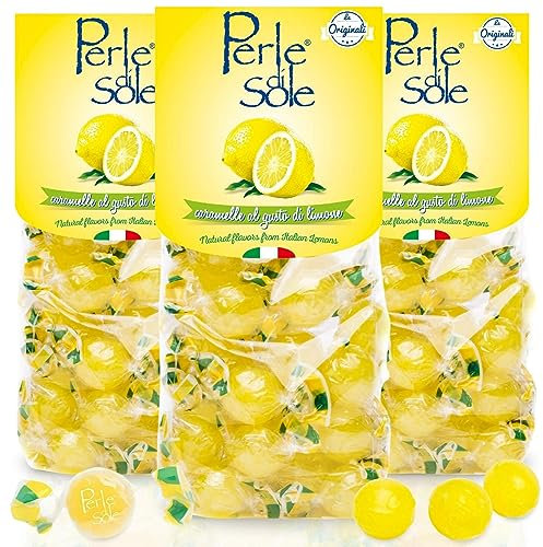 Perle di Sole – Caramelle Dure al Limone Costa d’Amalfi I.G.P. con Olio Essenziale di Limone, 200 gr. – Dolcezza Mediterranea dal Cuore della Costiera Amalfitana – Senza Glutine, Made in Italy