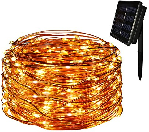 Tuokay Solar Lichterkette Außen, Kupferdraht 20m 200 LED 8 Modi (Warmweiß) | Wasserdicht LED Außenlichterkette, Dekorative Beleuchtung für Garten Terrasse Rasen Zaun Fest Deko