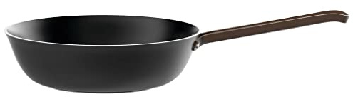 Alessi edo | PU114/28 B - Padella a Manico Lungo in Alluminio con Rivestimento Antiaderente, Manico in Acciaio Inox con Rivestimento in PVD, Marrone