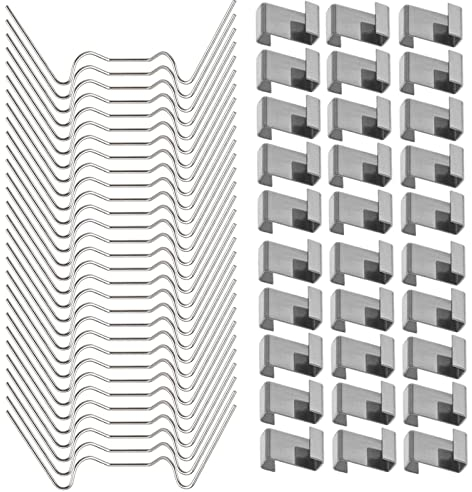 HONGCI 100 Pcs Acciaio Inossidabile Clip di Fissaggio di Vetri per Serra, Accessori per Serre,Perfetto in Vetro Casa a Sezione Cava Piastre(Include 50 clip W e 50 Clip Tipo a Sovrapposizione a Z)
