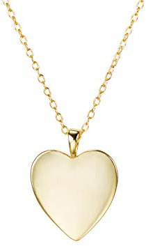 Langro Living Herzkette aus 925 Silber (14k vergoldet). Goldkette als Geschenk für Damen und Mädchen mit 40 + 5 cm Kettenlänge und 16 mm Anhänger