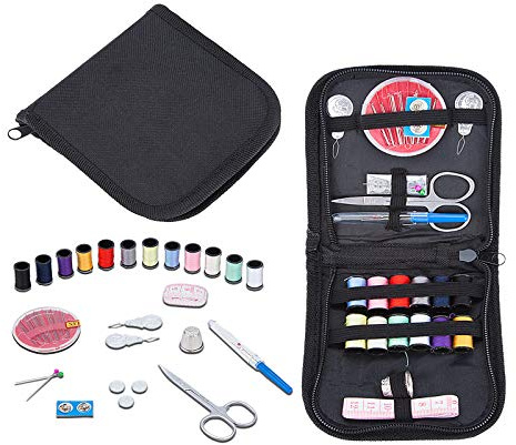 elloLife Mini-Reise-Nähset, kleines Nähset, Zubehör für Kinder, Erwachsene, Anfänger für Zuhause, Reisen, Notfall, mit Nadelfaden, Reparaturnadeln, Schere, Fingerhut usw