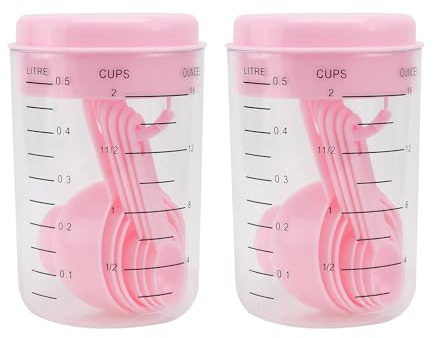 VILLCASE Measuring Cups and Spoons Set, Plastic Measuring Cup Set, Kitchen Gadgets Baking Cooking Tools for Measuring Dry and Liquid Ingredient, 14 Pcs/2 Set