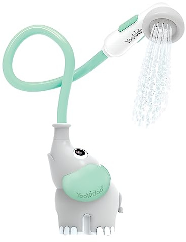 Yookidoo Baby Bath Shower Head - Elephant Water Pump with Trunk Spout Rinser - Control Water Flow from 2 Elephant Trunk Knobs for Maximum Fun in Tub or Sink for Newborn Babies