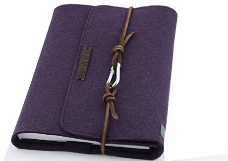 Kalender Hülle PERSONALISIERT Notizbuch violett lila A5 Filz Name Einband Leder retro Vintage Geschenk Schule Abitur Ausbildung Studium lässig