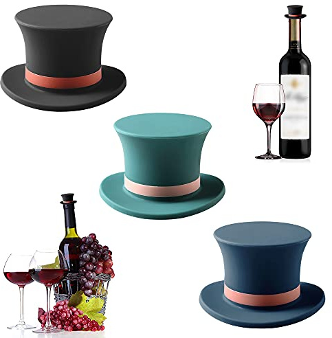 Wine Stoppers, Funny and Reusable Silicone Bottle Stopper and Caps, Decorative Wine Sealer Preserver Accessory Set for Christmas Holiday, Pack of 3