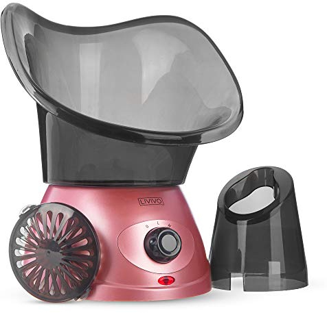 FiNeWaY Face Spa Facial Steamer and Nasal Steam Inhaler Set - 2-in-1 Aromatherapy Sauna for Sinus, Cold & Flu Relief and Deep Cleansing Face Steamer with Dual Nose Cones (Rose Gold)