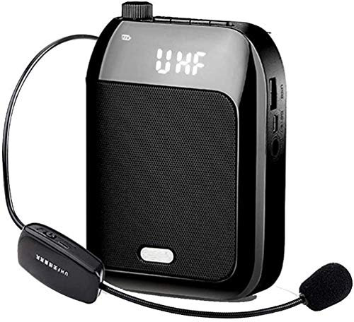 SMSOM Amplificador de voz con micrófono inalámbrico UHF Auricular, 15W sistema recargable PA portátil de voz Enhancer for múltiples ubicaciones, tales como la sala de clase, reuniones, promociones y a