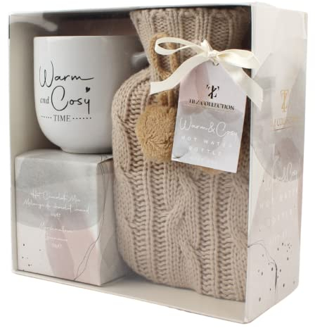 Hot Water Bottle Gift Set |Christmas Gifts For Women |Hot Chocolate Gift With Mug, Xmas, Gifts For Her |Marshmallows |Candy |Socks |Hot Chocolate|Mask |Mini Hot Water Bottle, Christmas Presents, Girls