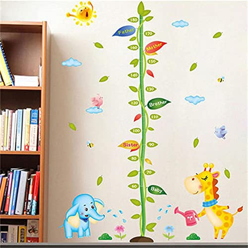 Wandtattoo Kinderzimmer Wandtattoo Wandsticker Wandaufkleber Kleine Tiere pflanzen Bäume Wanddeko für Wohnzimmer Schlafzimmer Kinderzimmer Lineal für Spielzimmer Abnehmbare Messlatte Körpergröße