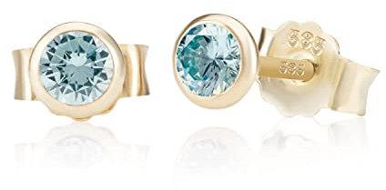 NKlaus Paar 4,0mm 585 Gelb Gold 14 Karat Ohrstecker Kristall Zirkonia Butterfly Verschluss Damen Mädchen