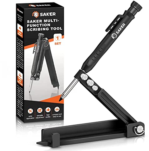 Saker Multifunktionales Anreißwerkzeug Aktualisierung- Multifunktions Baustift- Zimmermannsbleistift, Anreißwerkzeug mit Tieflochstift, DIY Holzbearbeitungs