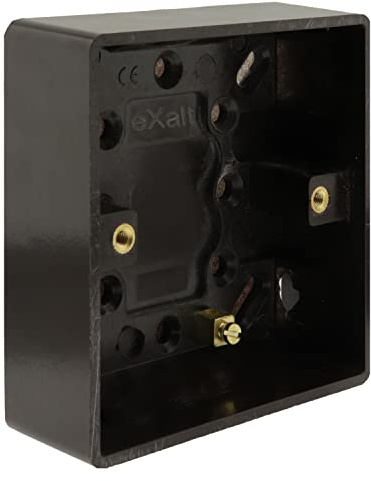 Art Deco Emporium Single 25mm Wall Pattress Box Mount in Vintage Period Style Bakelite Dark Brown Part of The New Exalt V2.0 Brand. Fits Standard UK Single Plug Socket or Single Switch Plate