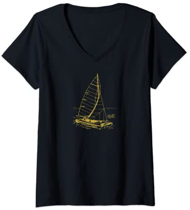 Damen Sea Captain Segelboot Lustiges Schlauchboot Boot Segeln Strand Liebhaber T-Shirt mit V-Ausschnitt