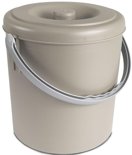 Mülleimer 20L mit verschließbarem Deckel Henkel Taupe 33cm Ø31cm Kunststoff