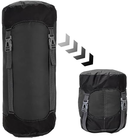 Fadcaer Kompressions-Packsack für Schlafsack,8L/15L/25L/35L Kompressionssack,Kompressionssack für Schlafsack, Wasserfester Ultraleichter,für Camping,Outdoor,Wandern,Rucksackreisen,Reisen,schwarz