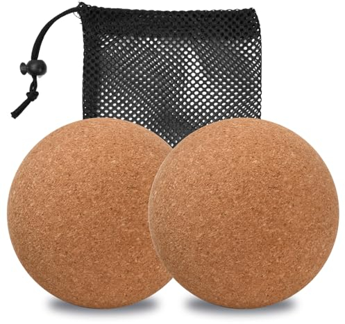 Natuce 6cm Faszienball, Kork Massageball Set 2er, Fitness Massagebälle, Trigger Point Release Ball, Yoga Faszienball Therapieball, für myofasziale Entspannung, Triggerpunkt Therapie, Muskelknoten