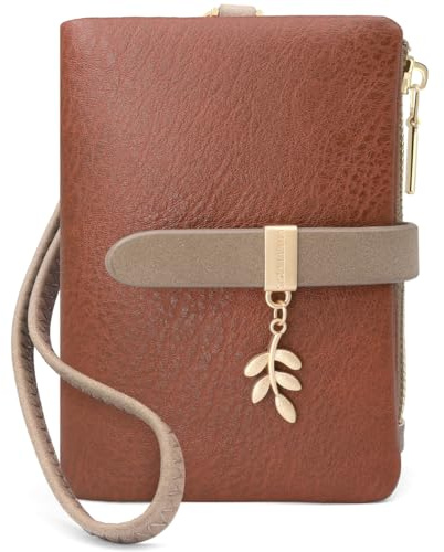 GOUNNU Porte Monnaie Femme en Cuir PU Portefeuille Femme Petit Format RFID Blocage Porte Feuilles pour Femme avec 7 Emplacements et Porte Monnaie à Fermeture éclair(café)