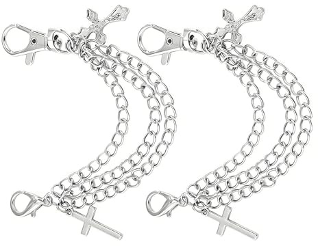 GALPADA 2pcs Layered Shoe Chain Cross Chain for Boots Women Shoelace Charms Fashion Decoration Lobster Clasp Easy Removal