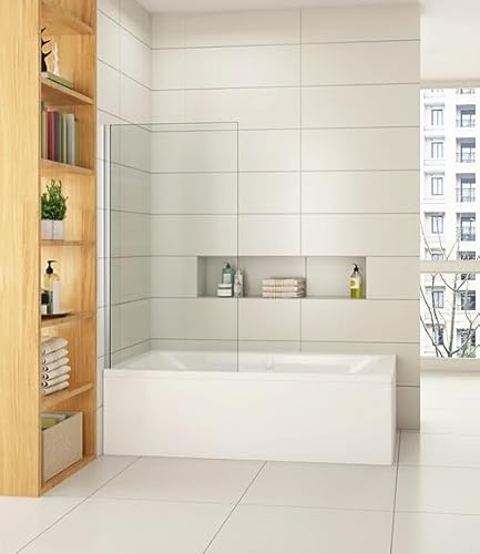 Acezanble Badewannenaufsatz Dusche Duschabtrennung Duschwand für Badewanne,Mattgrau,1-tlg,Feste,80cm