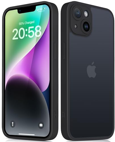 Mootobo für iPhone 14 Hülle mit Kameraobjektiv, Rundumschutz, 10 Fuß Lange Handyhülle mit Fallschutz in Militärqualität mit Anti-Fingerabdruck-Mattrückseite 6,1 Zoll – Schwarz