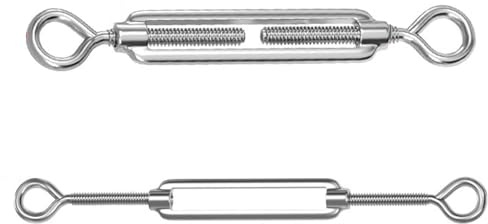 TEN-HIGH Tenditore M8, tenditore per funi metalliche in acciaio inossidabile 304, tendicavo resistente per filo da giardino, tendicavo per recinzioni, da appendere all'aperto, 6 pezzi