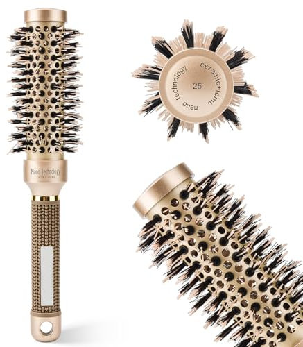 QaestuanSpazzola Rotonda per Capelli, Spazzola Termica Rotonda, Setole Cinghiale per Asciugatura, Ceramica per Capelli Delicati