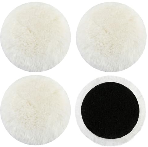 OMJMYY Polieraufsatz Kompatibel mit Bosch Exzenterschleifer, 125mm, 4 Stück | Polierpads, Lammwolle Polierscheiben, mit Klett, Für Auto und Korkböden