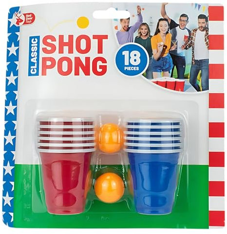 AKH® Classic Shot Pong Game Set | 28 Piece Drinking Game for Adults with Cups & Balls | Classic Party Game for Students, Birthdays, BBQs & House Parties