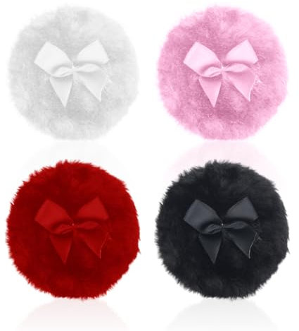 4 Uds Lindas Borlas De Polvo De Felpa, Borlas De Polvo Suaves, Borlas De Cuerpo Esponjosas, Herramientas De Maquillaje, Reutilizables
