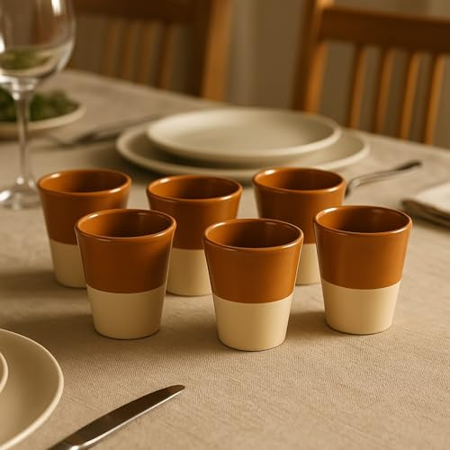 Set 6 Bicchieri in Terracotta Semi Smaltati – Artigianato Italiano, Eleganza e Tradizione H. 10 Cm 0603251401