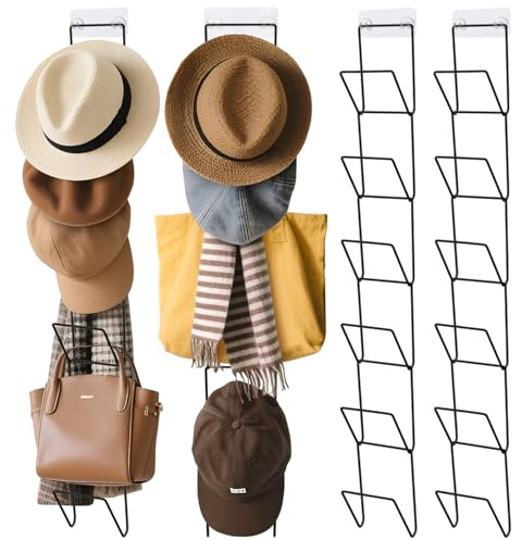 Jcocylse Set di 12 supporti per cappucci – Supporto da parete multifunzionale per cappelli, sciarpe e parrucche – Cappellino organizer
