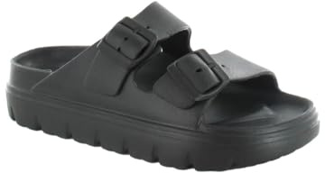 ella Women's Platform Sliders with Double Buckle Chunky Flatform Slides Summer Sandals Holiday Beach Pool