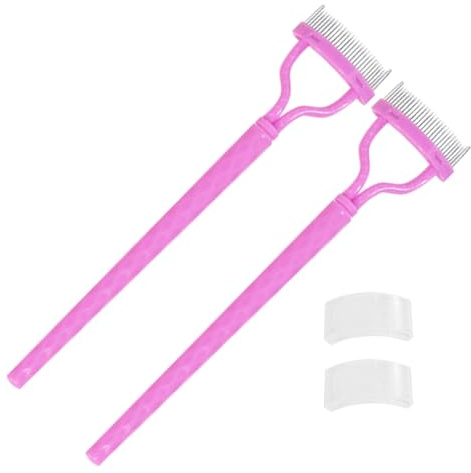 Peine de pestañas, herramienta separador de pestañas - 2 paquete de dientes de metal con pestañas formadoras con cubierta - Cepillo de cejas, herramienta de preparación, aplicador de maquillaje de cej