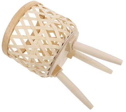 HEMOTON Maceta De Ratán con Patas para Flores Soporte para Plantas De Jardín Maceta Tejida para Plantas De Interior Maceta Decorativa con Barandilla Cesta De Mimbre para Plantas