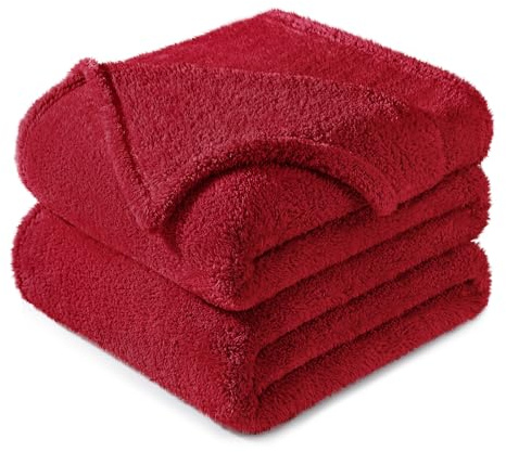 Exclusivo Mezcla Kuscheldecke Flauschig Fleecedecke Tagedecke 220x240 cm | Fleece Decke für Sofa und Bett, Kuschelige Wohndecke als Bettüberwurf, Plüschdecke für alle Jahreszeiten, Weirot