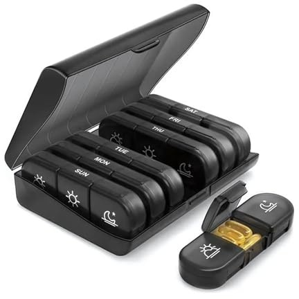 Tablettenbox Wöchentlich 3 Fächer pro Tag Pillendose Medikamentenbox mit Klare Deckel BPA-frei Pillenaufbewahrung für Senioren Erwachsene Reise Medikamente Vitamine Supplement Organizer