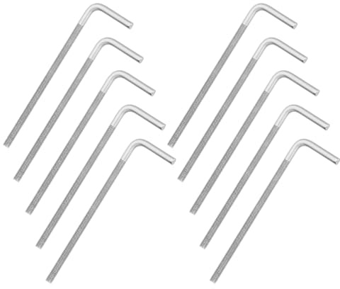 sourcing map M6 x 120 mm, 7/L-förmige rechtwinklige Bolzenschraube, 304 Edelstahl, L-Form, Fundamentschraube, lang, quadratisch, gebogen, 10 Stück