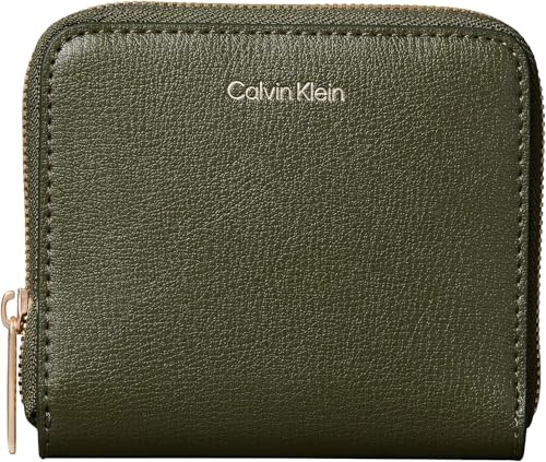 Calvin Klein Damen Geldbörse Foil Logo Medium Zip Around Klein, Grün (Cypress), Einheitsgröße