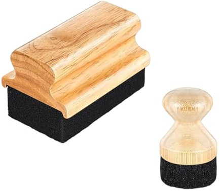 DAYnagh Lot de 2 applicateurs d'huile minérale pour planche à découper en bambou, répare les surfaces en bois et maintient l'hygiène de la cuisine, brosse ergonomique d'entretien de planche à découper