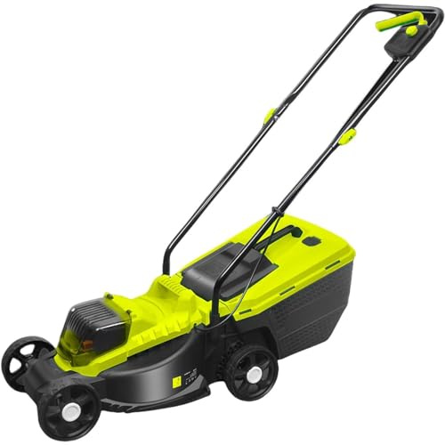 DUXMM Electric Lawn Mower,with 4.0Ah Battery x 2 and Fast Charger Included - Battery Operated Push Lawn Mowers with Bagger, Brushless Motor,for Garden, Yard and Farm