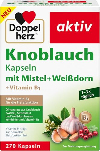 Doppelherz Knoblauch Kapseln – mit Mistel + Weißdorn + Vitamin B1 – 270 Kapseln