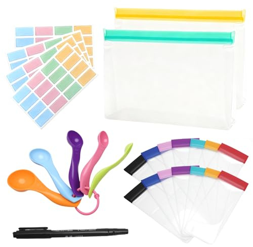 VOSSOT 26 PCS Juego de Recipientes de Proteínas en Polvo, Dosificador de Leche en Polvo y Cereales para Shaker Proteinas Batidos Cremosos de Proteína de Suero de Leche en Polvo Whey Protein