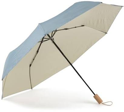 sunbarry UV Taschenschirm UPF 50+, zweifarbig, mit elegantem Holzgriff