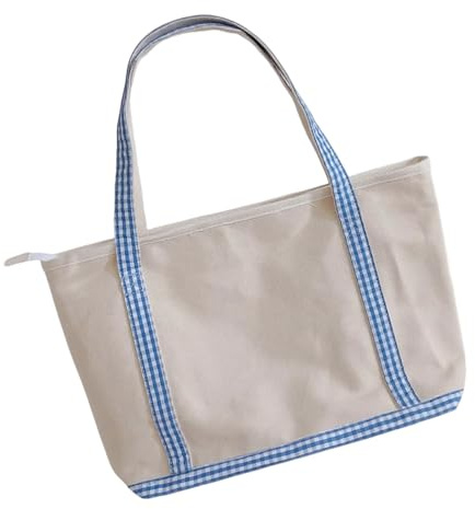 GKYQVE Elegante bolso de mano con patrón a cuadros, tela resistente a desgarros, solución de transporte multifuncional, bolsa de transporte sostenible a cuadros para profesionales, Blue, One Size