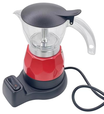 AUNMAS Cafetière Italienne de 150 Ml, Cafetière électrique Anti-goutte à Filtration Fine de 3 Tasses avec Base Amovible pour Dortoir de Bureau à Domicile