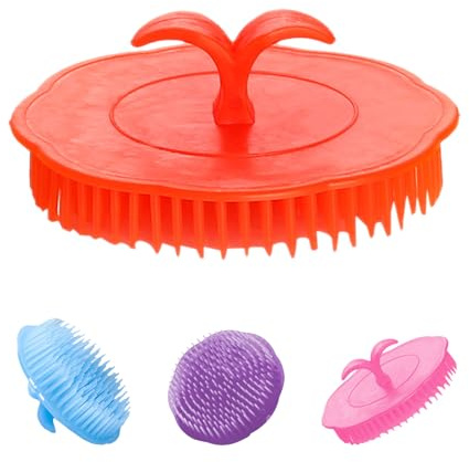 Ciieeo 4 Stück Kopfhautmassagebürsten Zur Schuppenentfernung Flexible Kopfhautbürste aus Robustem Material Sanfte Tiefenreinigung für Haartypen Geeignet für Dusche Büro Zufällige Farbe