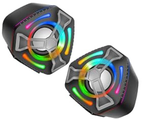 Klaisy Haut-parleur multimédia filaire USB avec effets de couleur vibrants et double connexion pour ordinateur portable, appareils de bureau, haut-parleurs pour la maison et le bureau