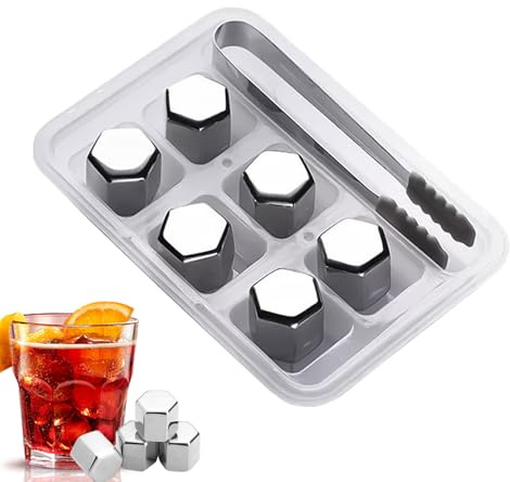 Piedras de vino reutilizables - Acero inoxidable, cubitos de enfriamiento, enfriadores de hielo de alto rendimiento, de bebidas de metal | Agua Vodka Cerveza Vino Chill Accessor