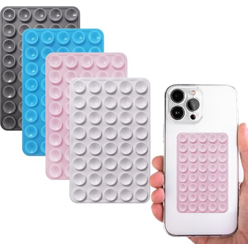 4 Stück Silikon Handy Saugnapf Halterung Doppelseitig,Freihändig Sticky